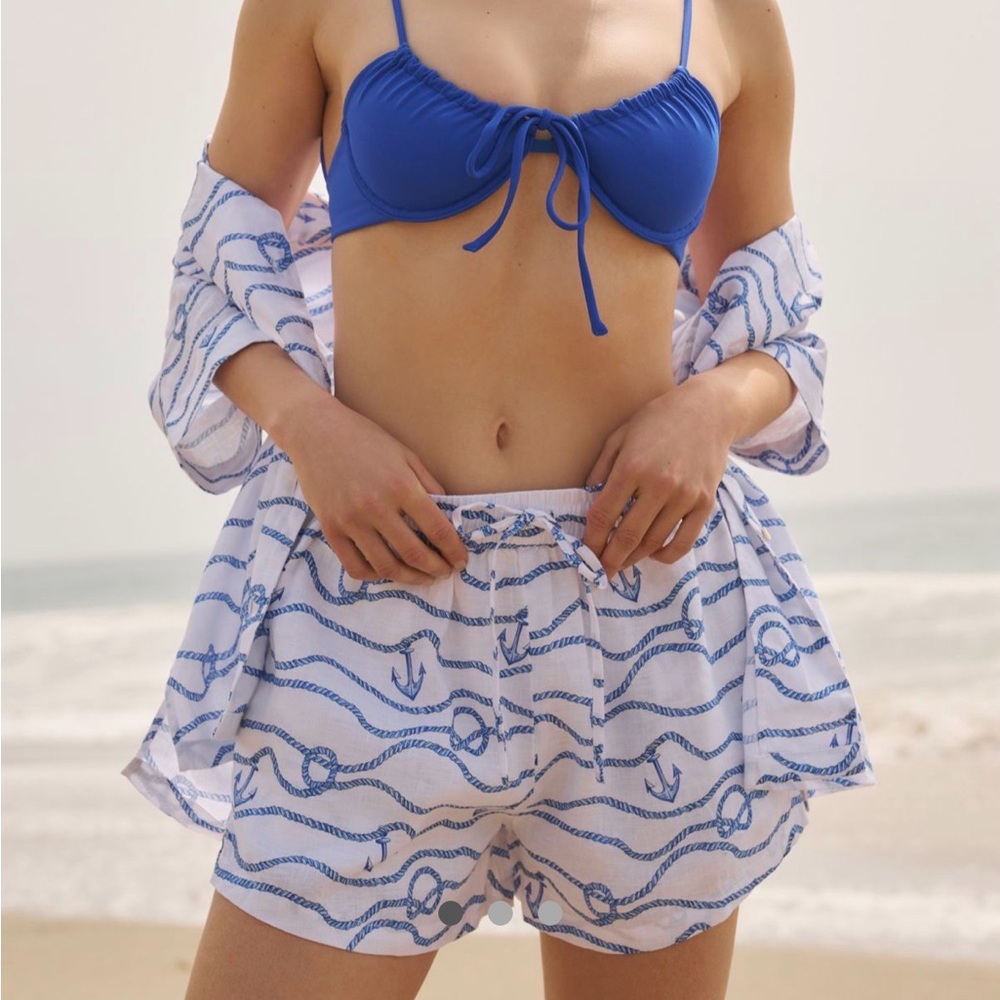 Anthropologie Seafolly Set Sail linen drawstring shorts
